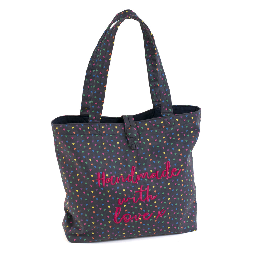 Craft Bag: Shoulder Tote: Embroidered: Hearts