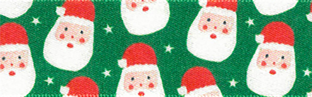 Ribbon: Santa Claus: 25mm: Green Sold By The Metre