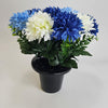 25Cm Chrysanthemum Grave Pot Ivory/Blue