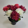 25Cm Chrysanthemum Grave Pot Ivory/Cerise