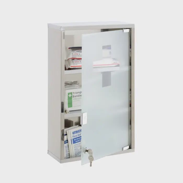 Stainless Steel Lockable Medicine Cabinet with Glass Door