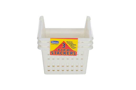 Stacking Basket 18cm Set of 3 - Cream
