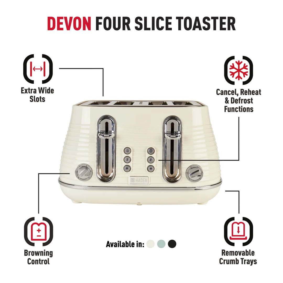 Haden Devon 4 Slice Toaster Cream 204424