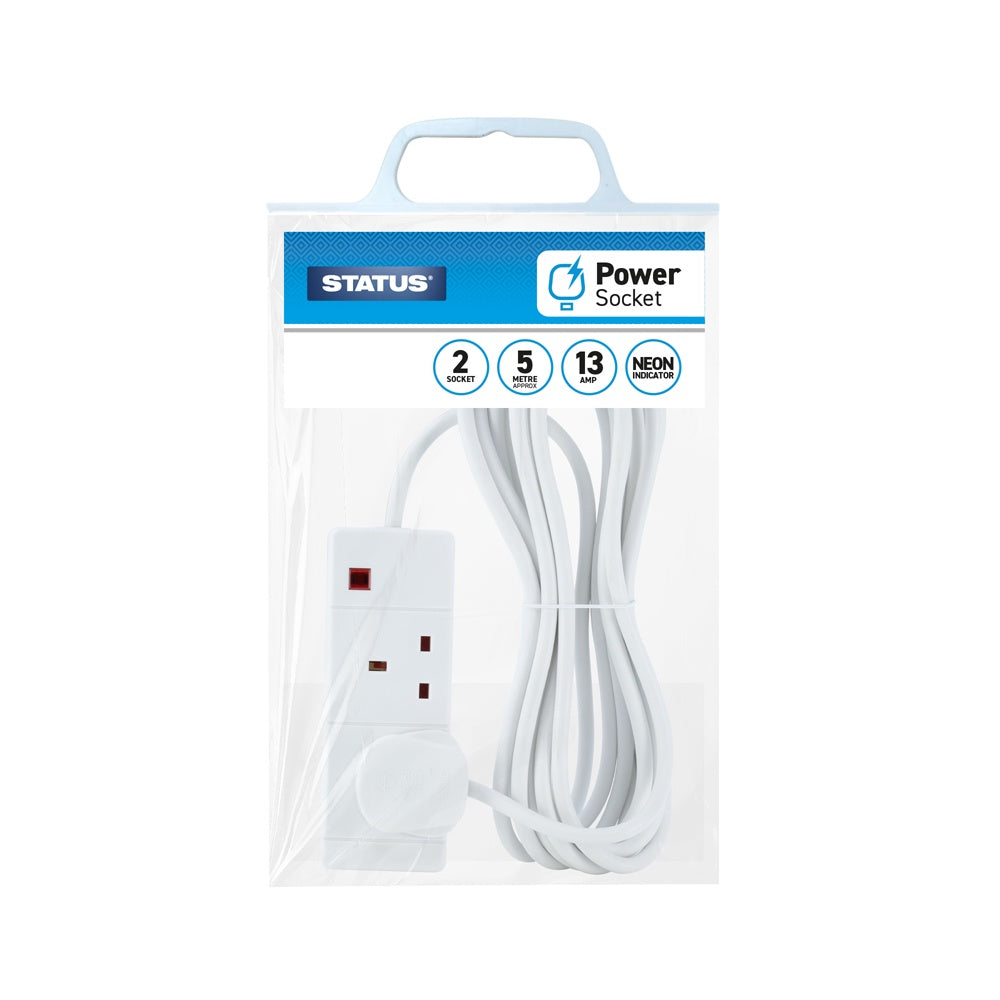 Status 2 Way 5m Extension Socket