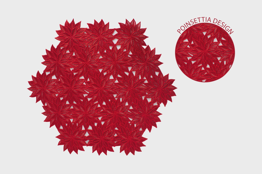Harvey & Mason Set Of 2 Red Poinsettia Placemats