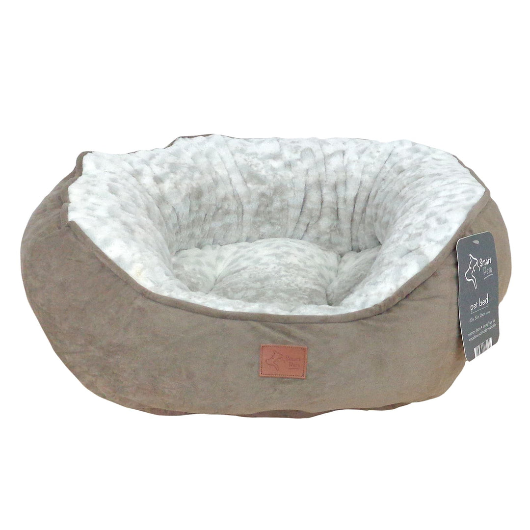 Smart Pets Luxury Faux Fur Premium Design Memory Foam Dog Beds 60x50x26 - Tan
