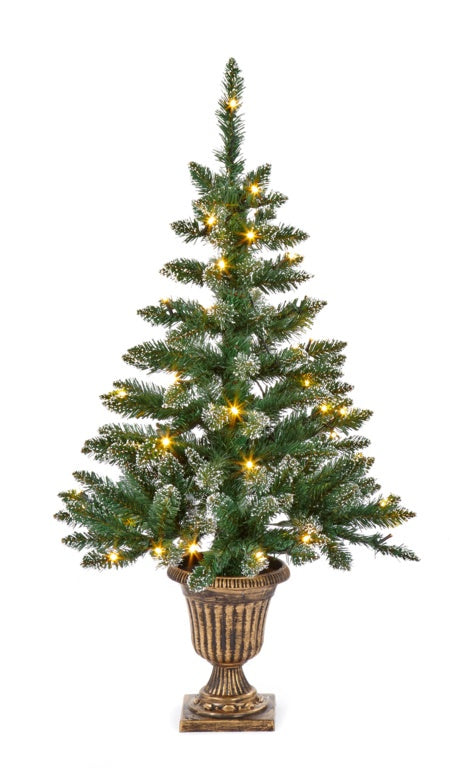 Premier 90Cm Prelit Flocked Tree In Plastic Pot