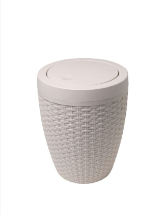 Addis Faux Rattan Swing Lid Bathroom Bin