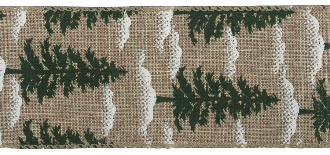 Premium Wire Edge Ribbon: 63mm: Festive Trees Sold By The Metre