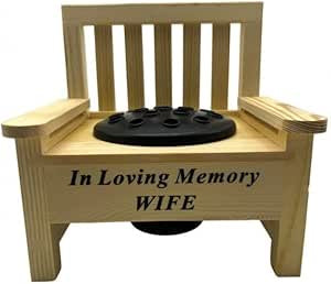Wife Wooden Memorial Graveside Bench with Flower Insert Pot