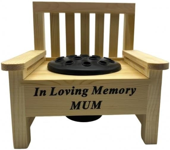 Mum Wooden Memorial Graveside Bench with Flower Insert Pot