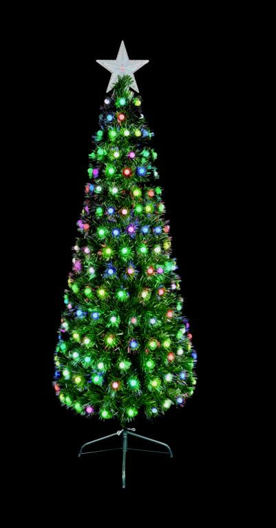Premier 1.8m Fibre Optic Artificial Xmas Tree With Colour Change Ball Decorations