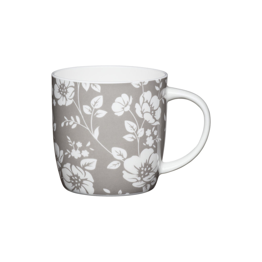 KitchenCraft China Grey Floral Mugs
