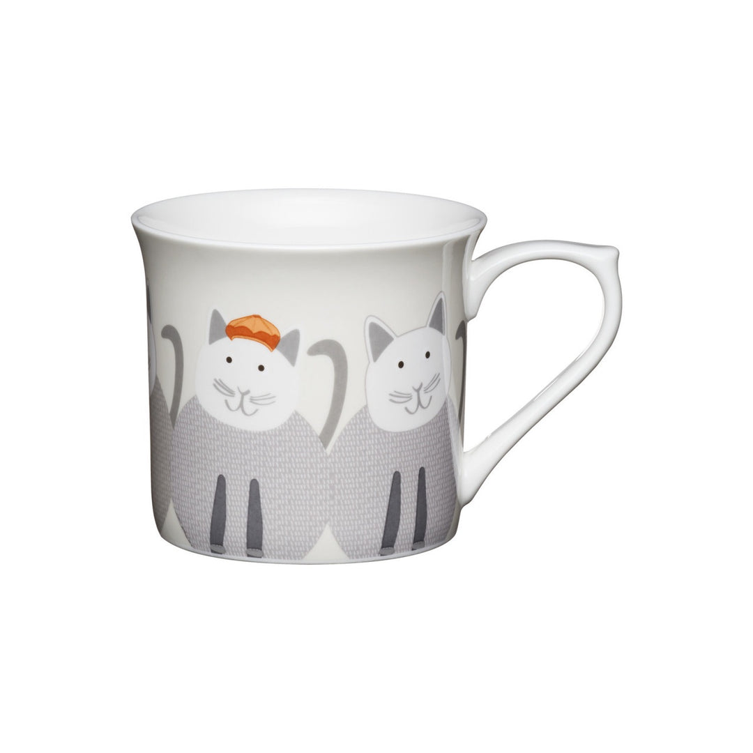 KitchenCraft Fluted Fine Bone China Mug Cats