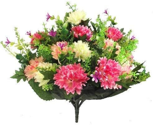 41Cm Spiky Mum Mixed Flower Bush  Pink