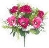 Artificial Silk Anemone & Foliage Flower Bush Pink