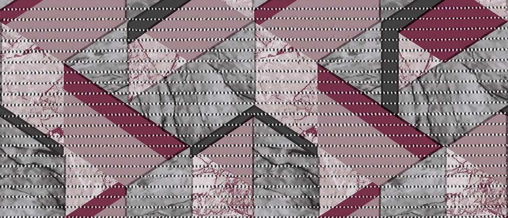 Flexi Mat PVC Foam Matting 65cm/25.5in 6042-3 Geo Silver/Grey/Red Design Sold by The Metre