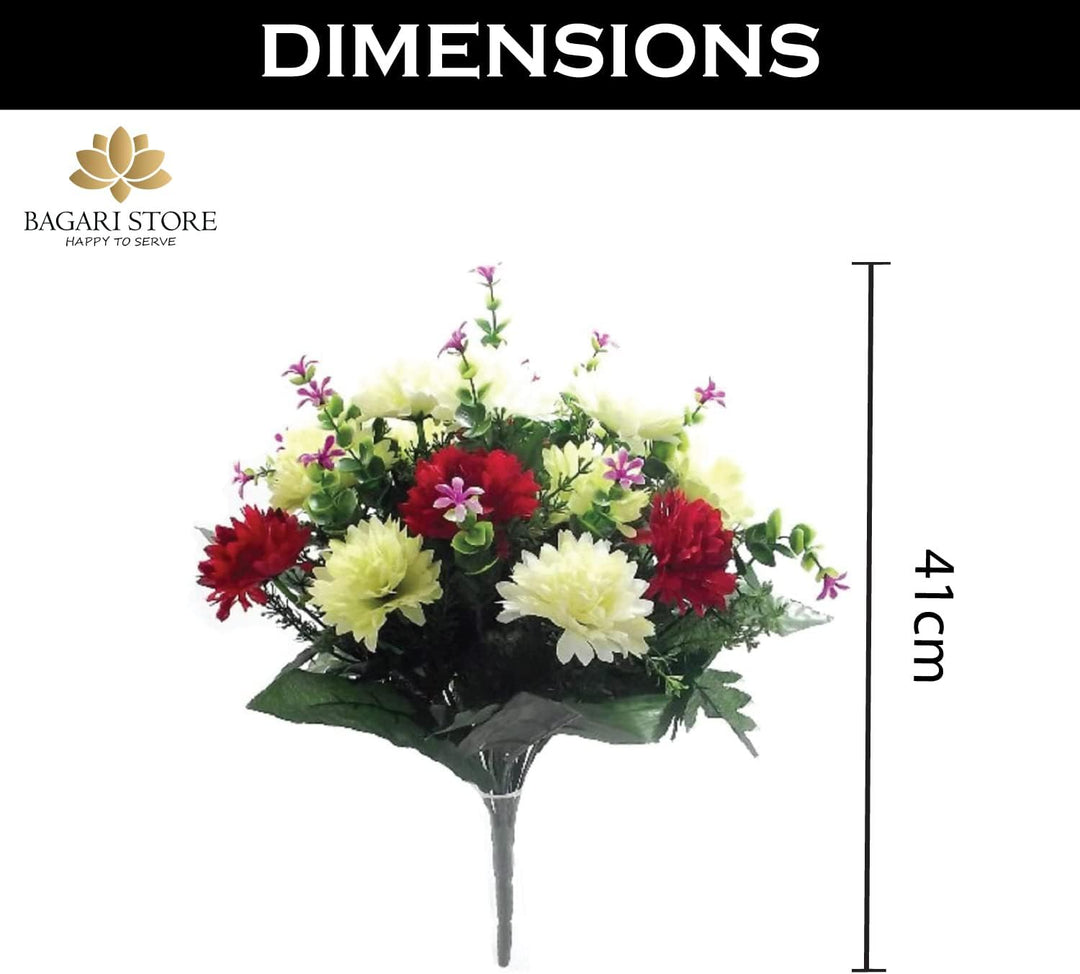 41Cm Spiky Mum Mixed Flower Bush Red