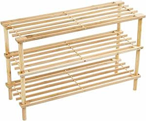 Amazon Bamboo Stackable Shoe Rack Portable Foldable 4-Tier Shoe