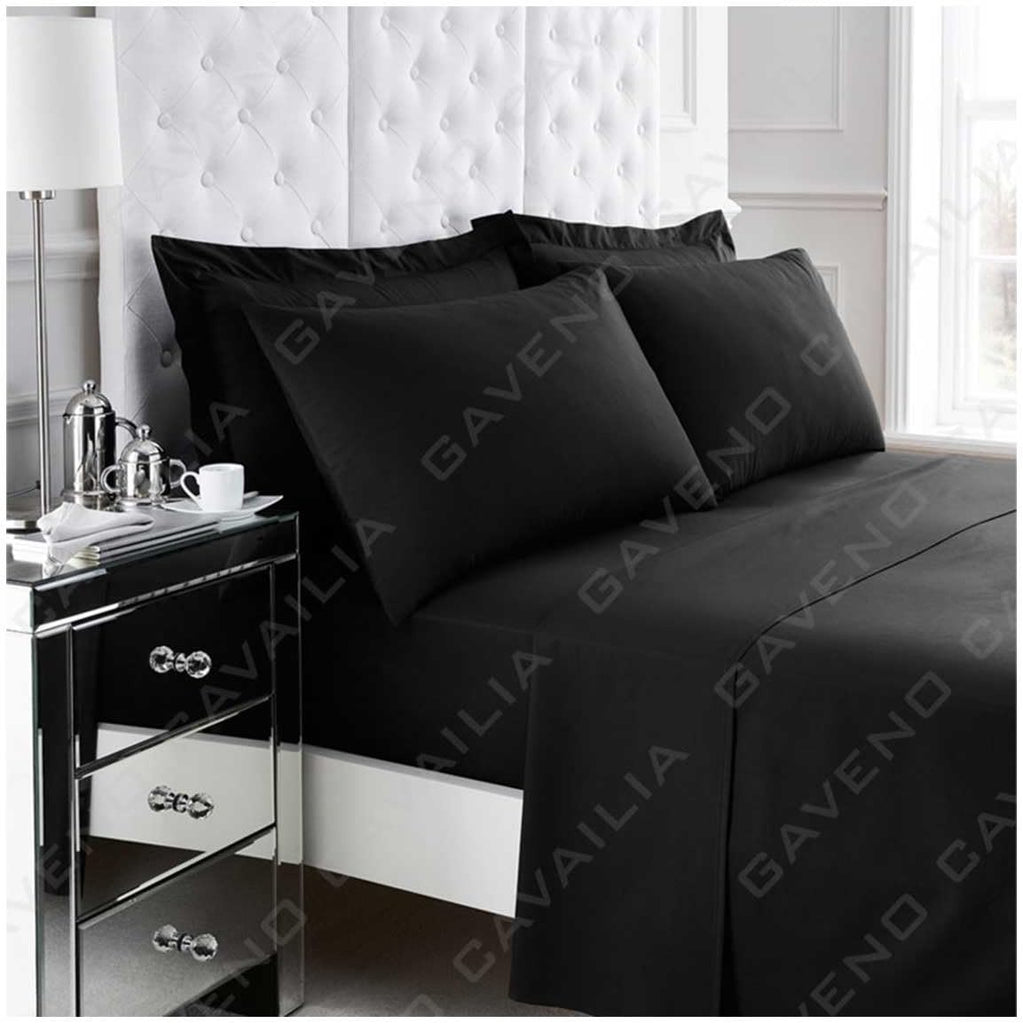 Percale Kingsize Fitted Sheet Black