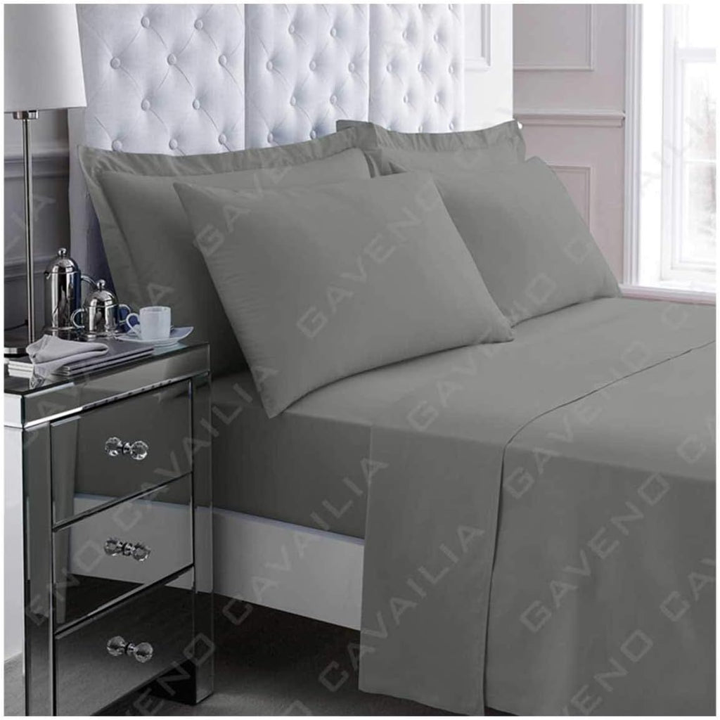Percale Double Fitted Sheet Charcoal