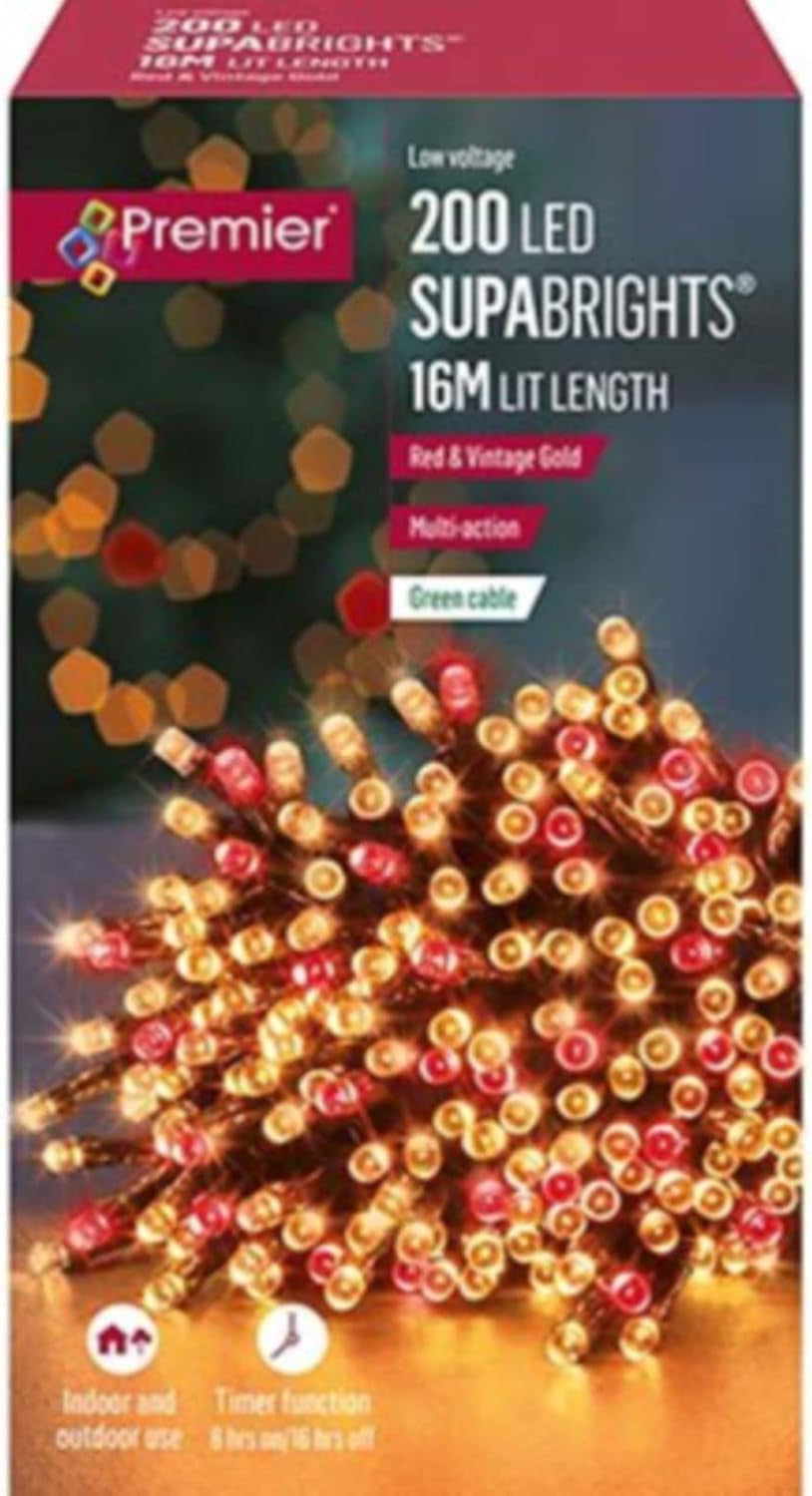 Premier 200 Multi-Action LED SupaBrights with TimerVintage Gold