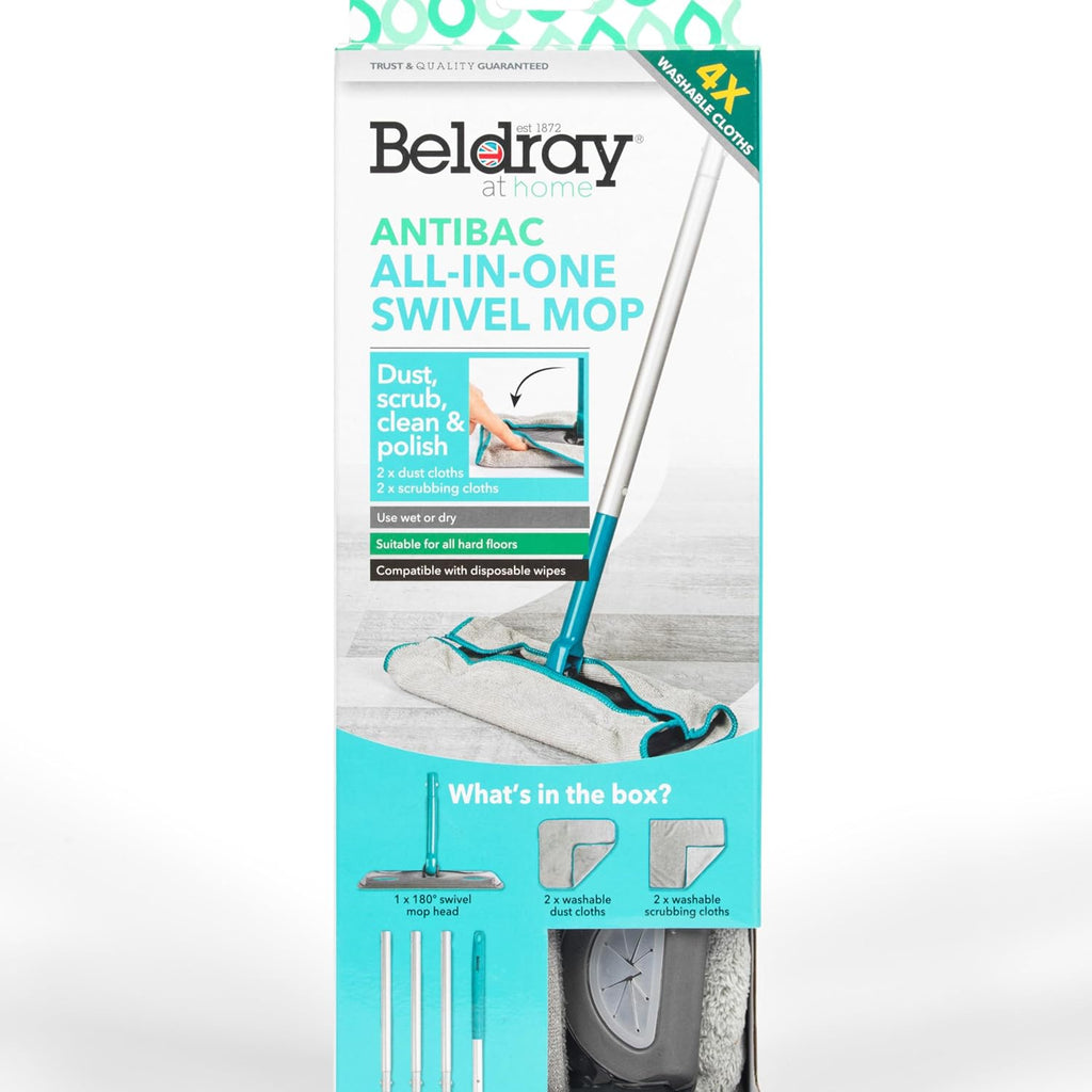 Beldray Antibac Flat Mop – All-in-One Swivel Mop