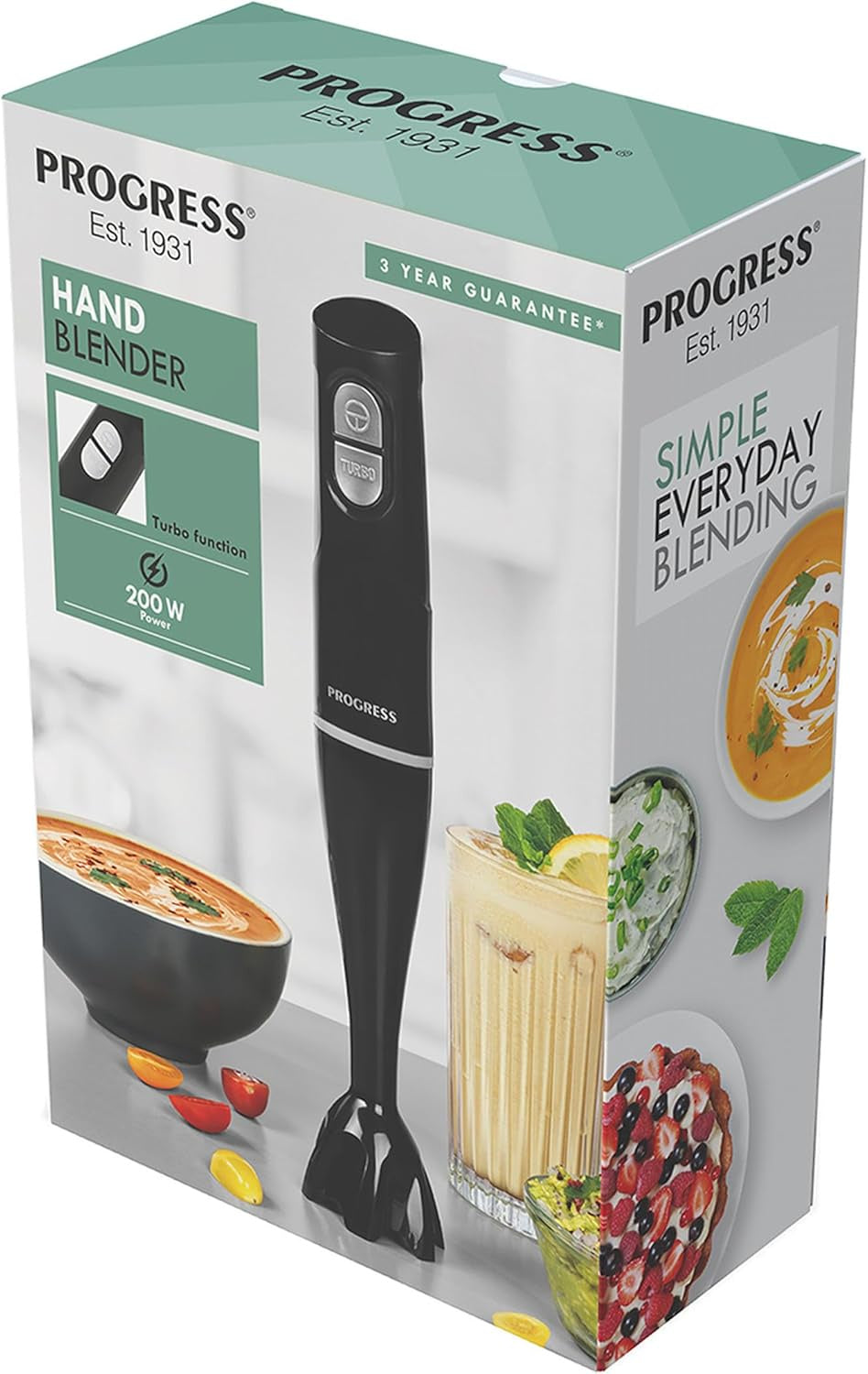 Progress Hand Blender – Turbo Function, Stainless Steel Blade