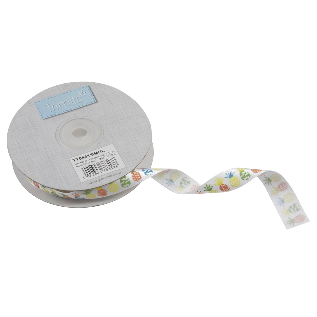 Satin Ribbon: Pineapple:15mm Sold By The Metre