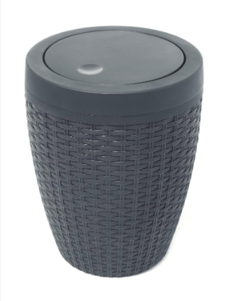 Addis Faux Rattan Bathroom Bin - Charcoal