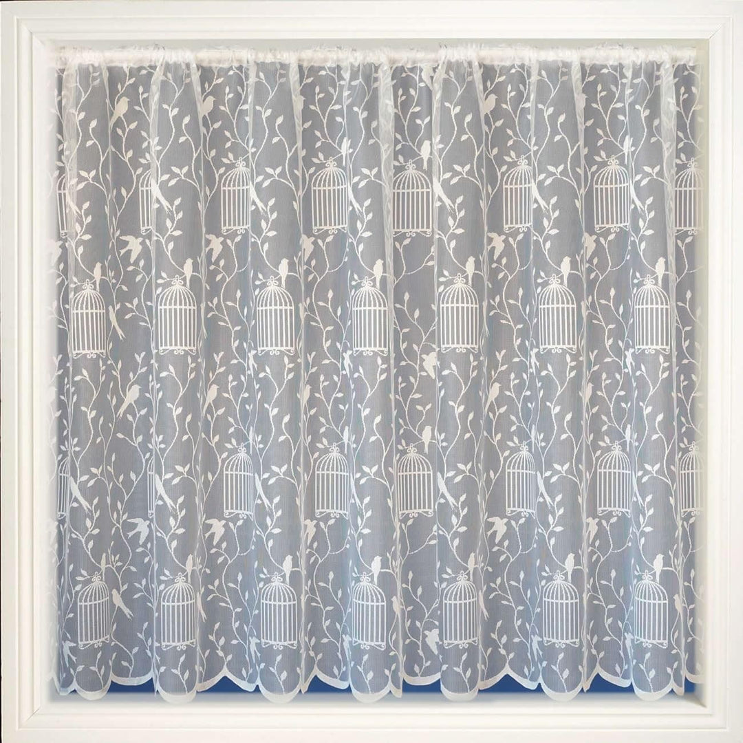 Birdcage Net Curtain White - Sold By The Metre