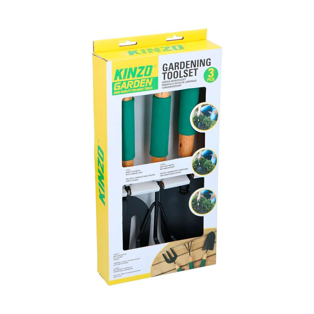 Kinzo  3pc Garden Tool Set With Soft Grip Handles