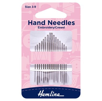 Hand Sewing Needles: Embroidery--Crewel: Size 3-9: 16 Pieces
