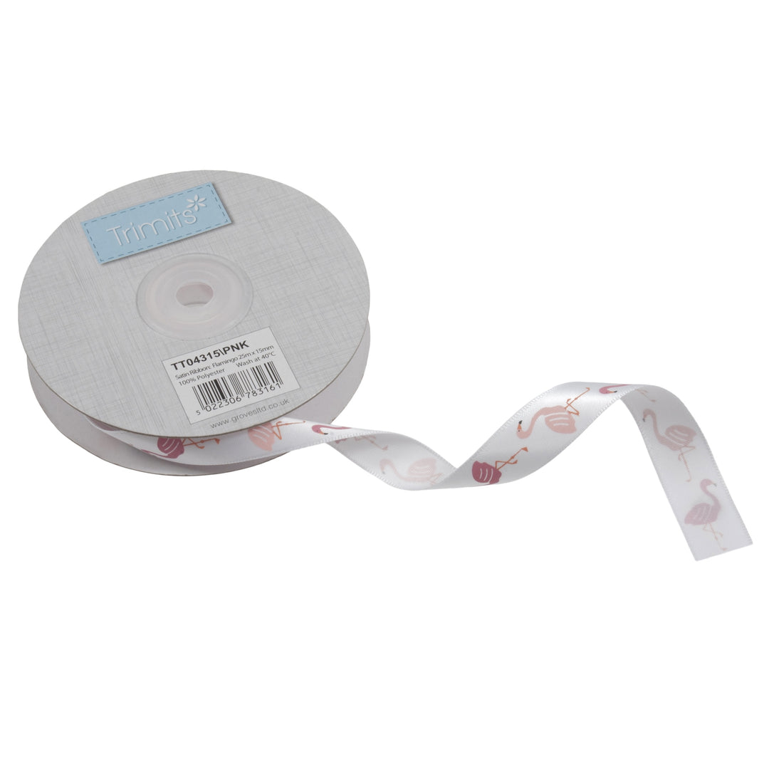 Satin Ribbon: Flamingo:15mm Sold By The Metre