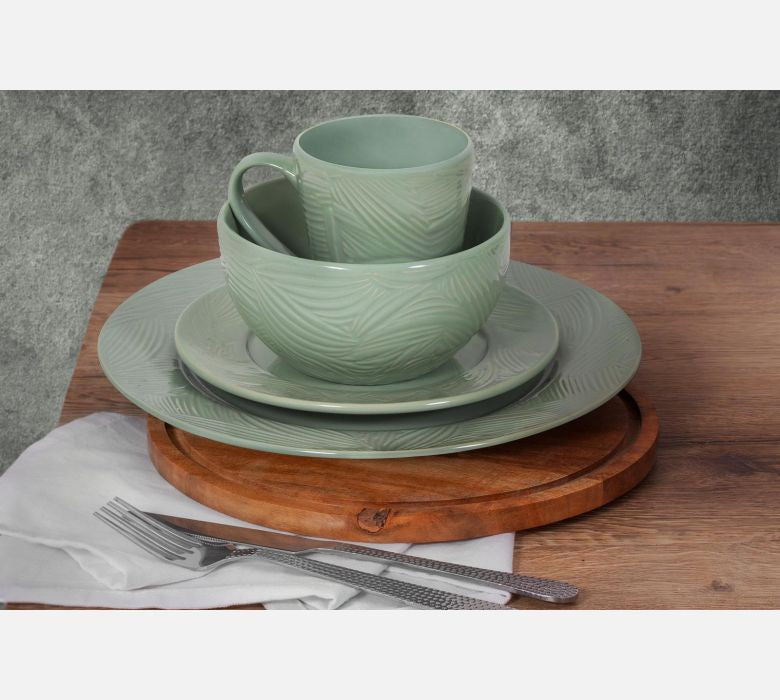 24 x Coco & Gray Stoneware Bowl Green Embossed 14cm (Delivery Extra) BulkBuy