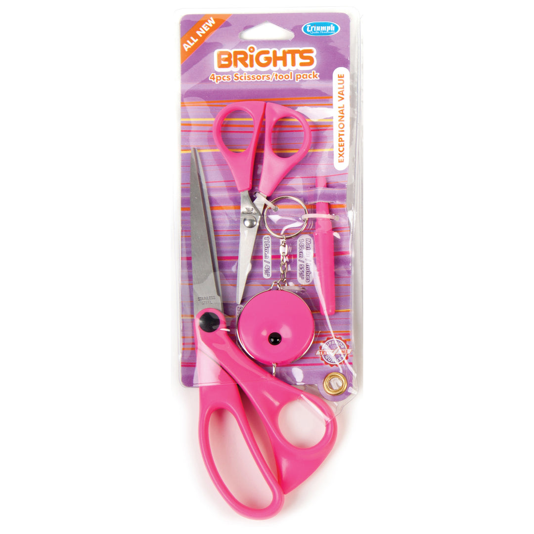 Brights 4pc Scissors & Sewing Tools Pack