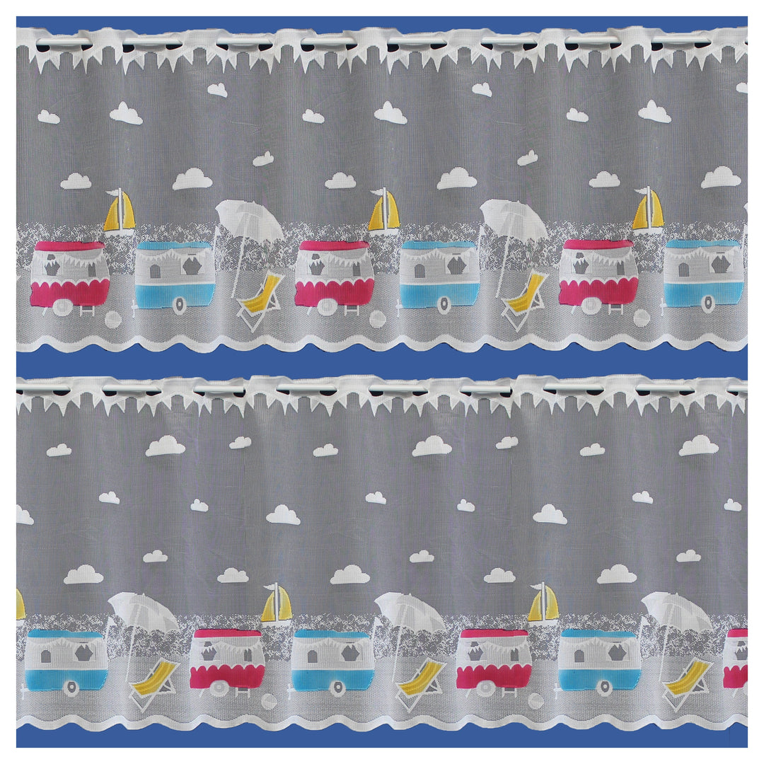 Caravans by The Sea Café Net 60cm/24in Sold By The Metre