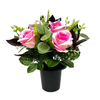 25cm Pink Open Rose Eucalptus Foliage Flower pot