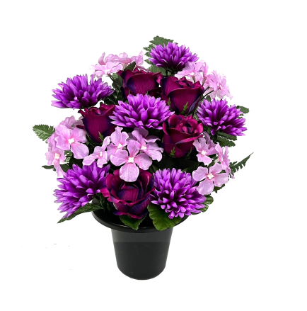 29cm Purple Frontal Rose Hydrangea  Mum Grave Pot