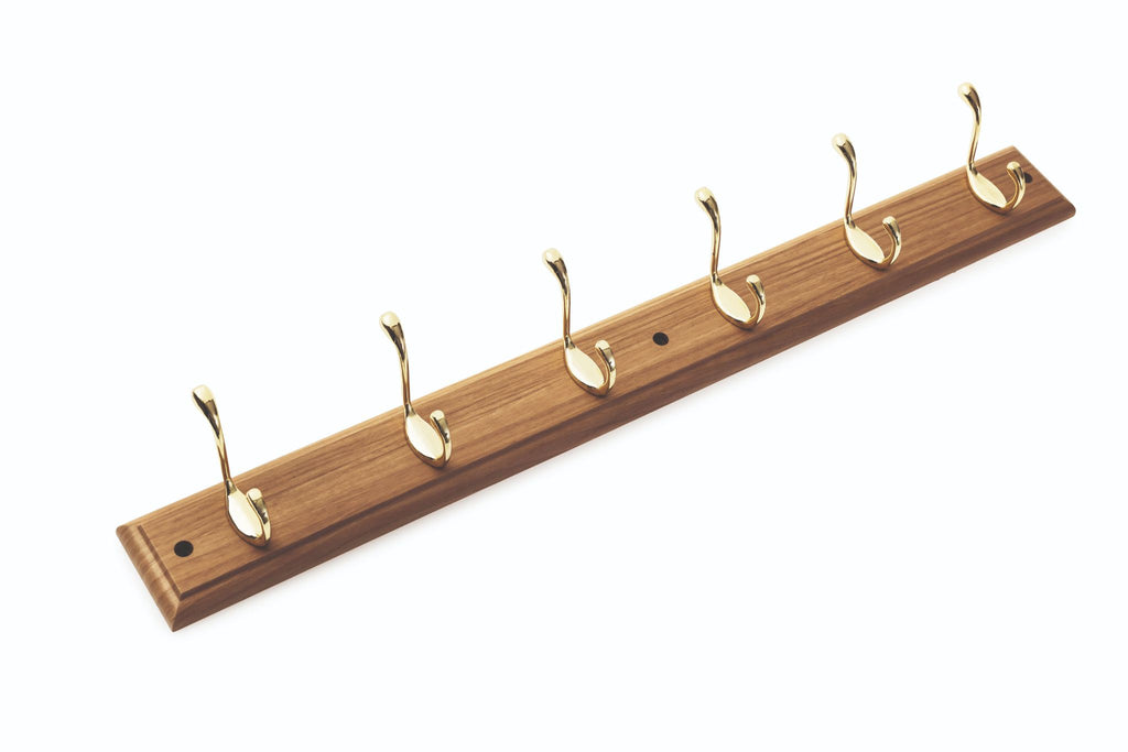 Salford 6 Polished Brass Finish Hooks Wall Pine