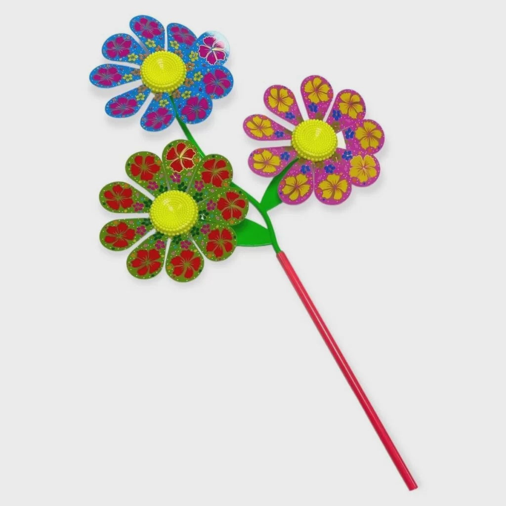 60Cm Garden Triple Flower Wind Mill