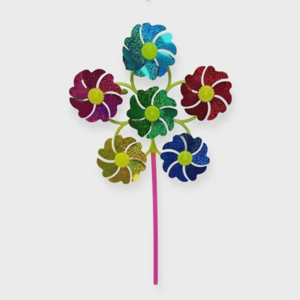 30Cm  Garden  Metallic Flower Wind Mill