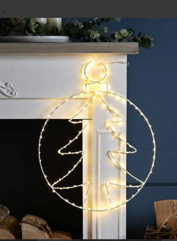 48cm X 38cm Lit Hanging Tree Bauble Decoration