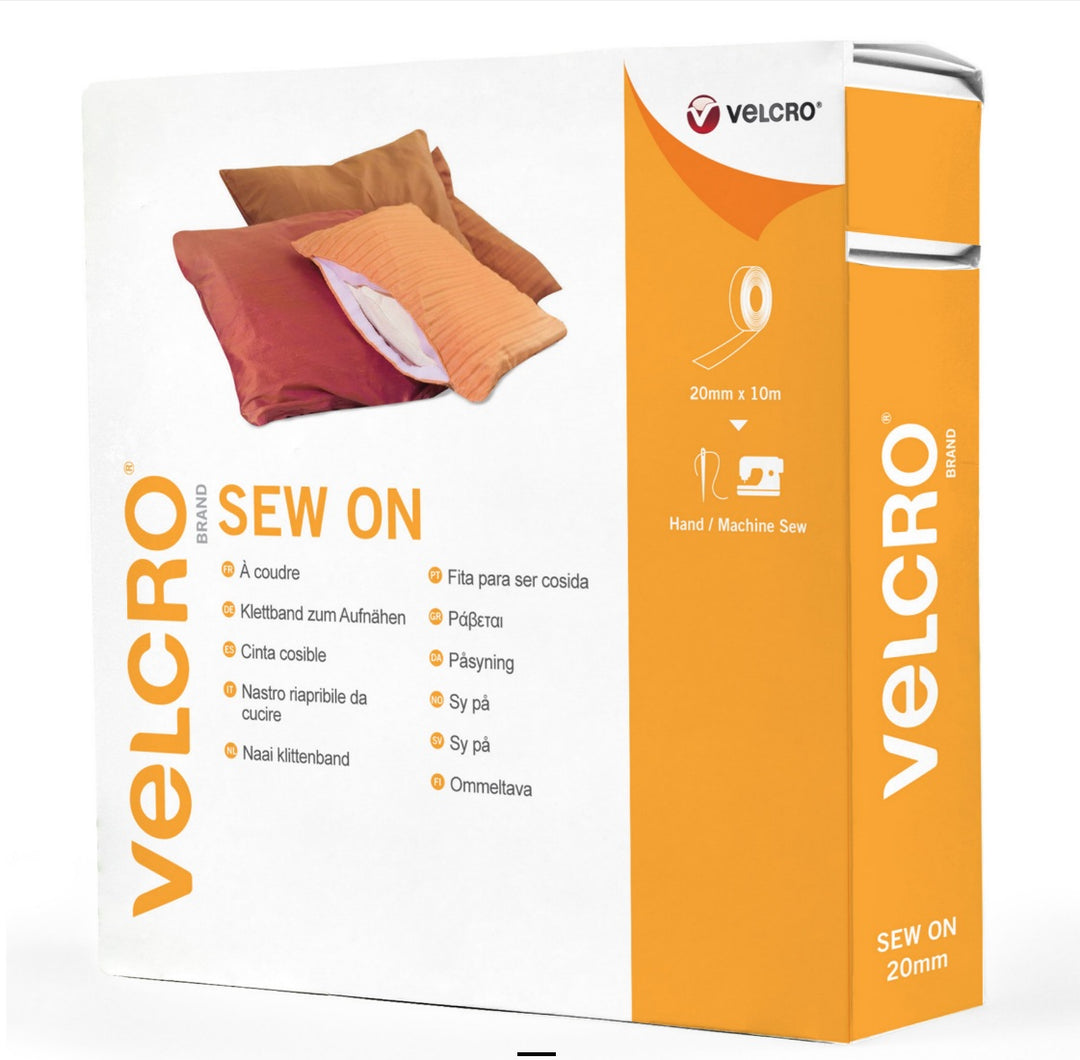 Hook & Loop Tape: Sew-On: 20mm: White Sold by the Metre