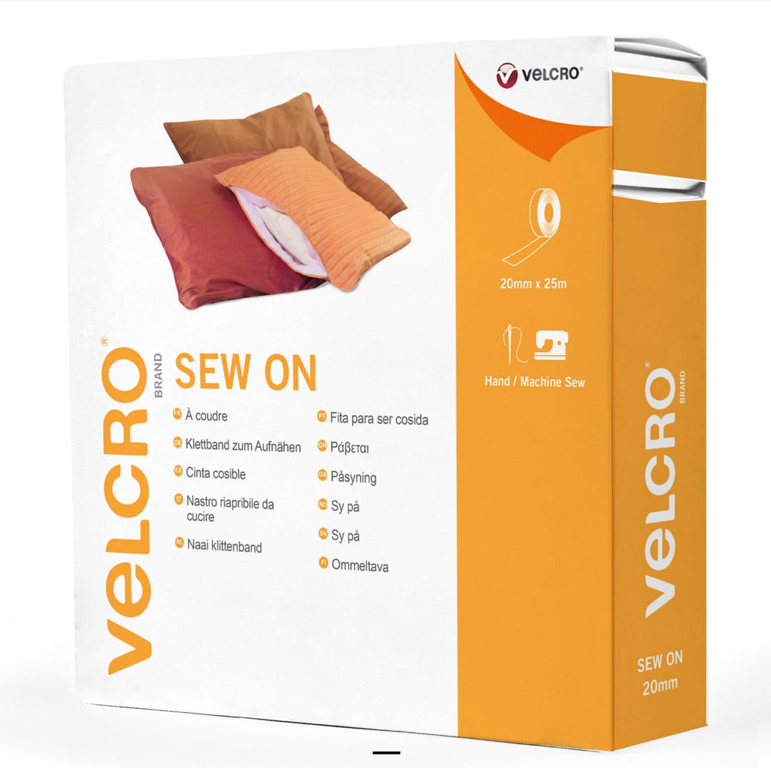 Hook & Loop Tape: Sew-On: 20mm: White Sold by the Metre.