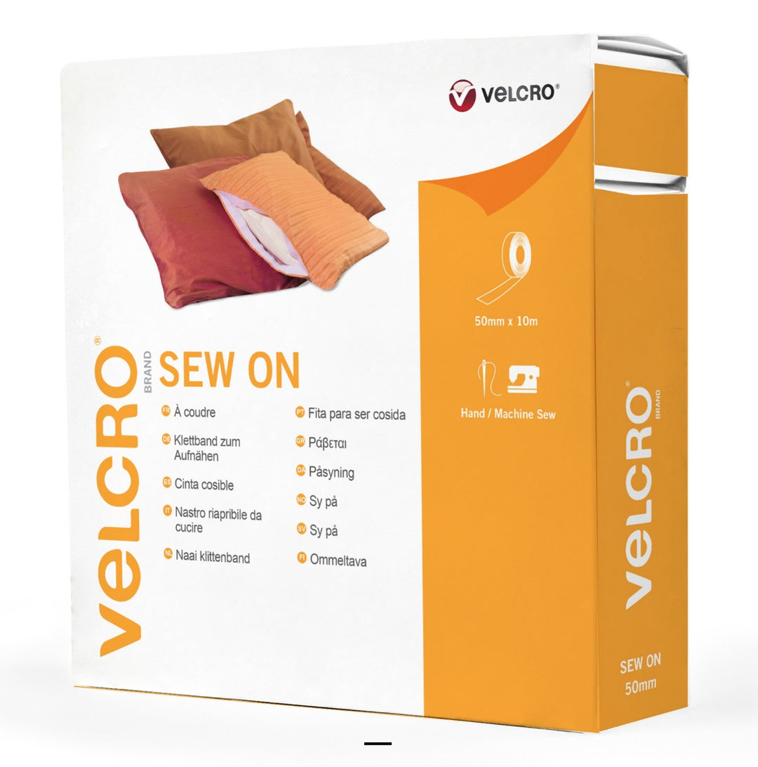Hook & Loop Tape: Sew-On: 50mm: White sold by the Metre