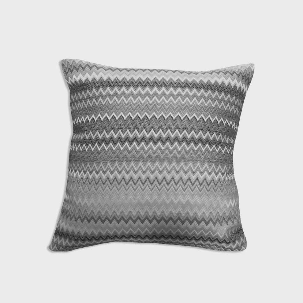 Venice Jacquard Zig Zag Striped Cushion Cover Silver 43 x 43cm 17in x 17in