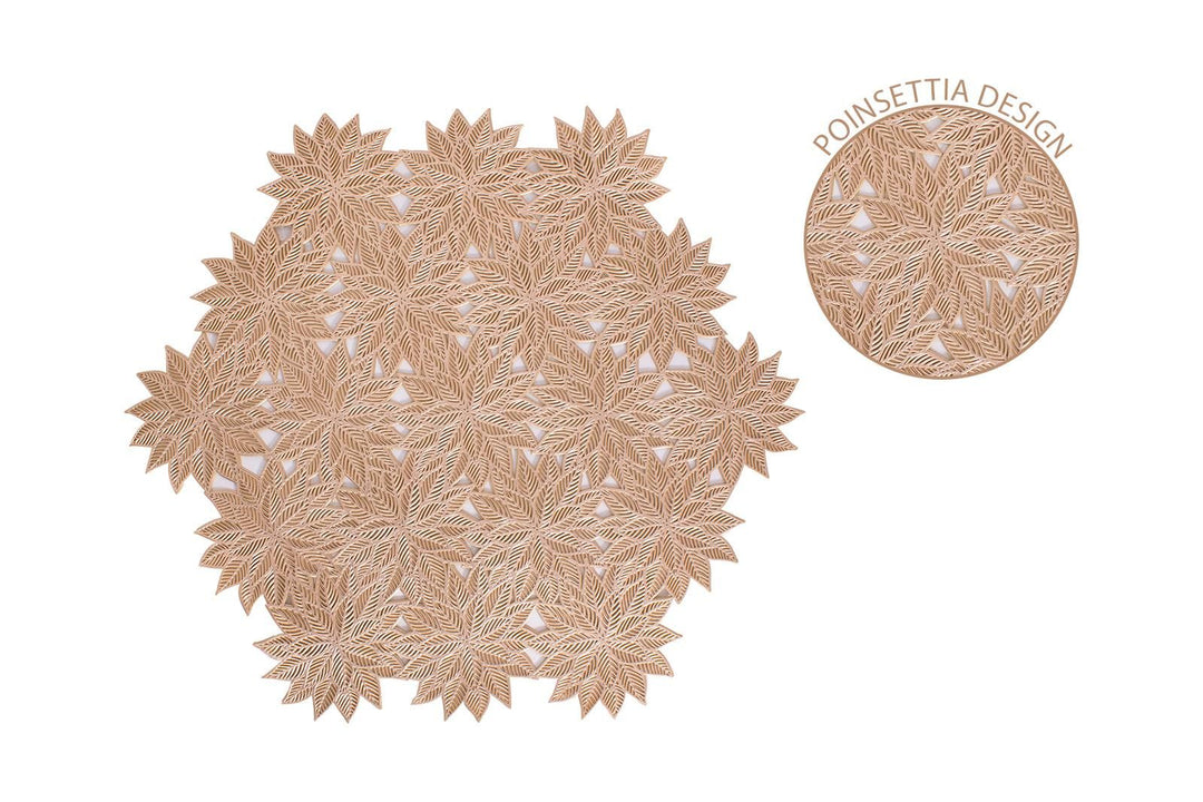 Harvey & Mason Set Of 2 Gold Poinsettia Placemats