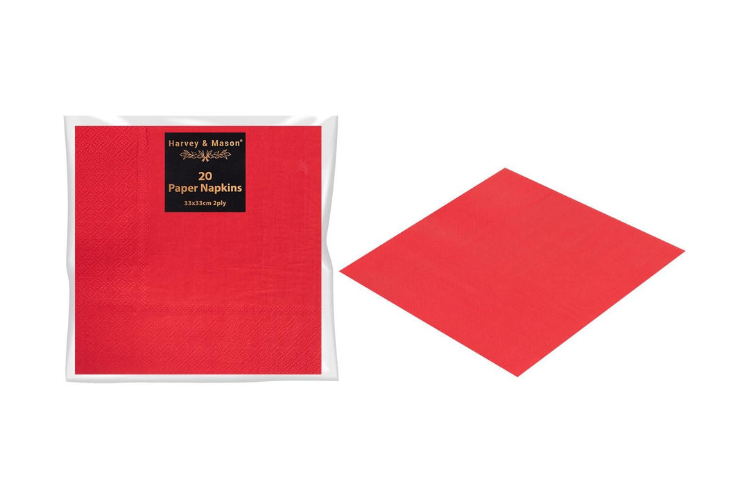 Harvey & Mason Pack Of 20 Red Metallic Napkins