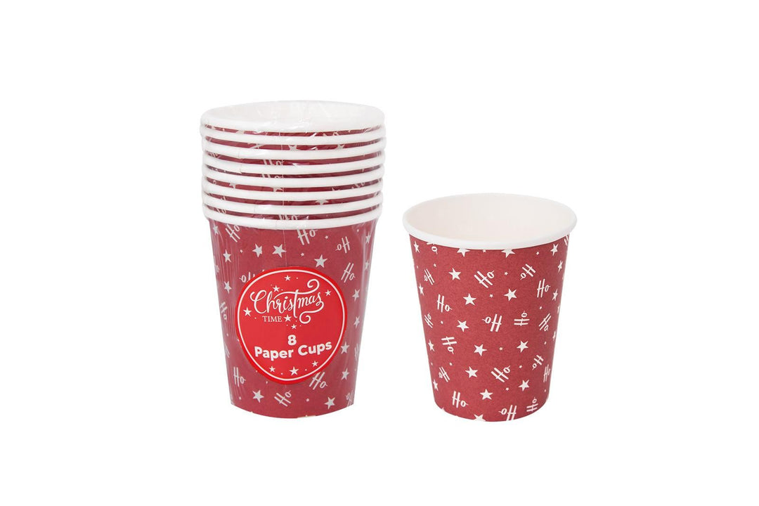 Christmas Pack Of 8 240ml Ho Ho Ho Paper Cups